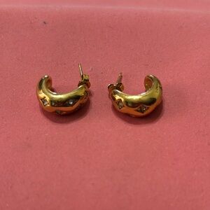 Elegant Gold Hoop Earrings with Crystals